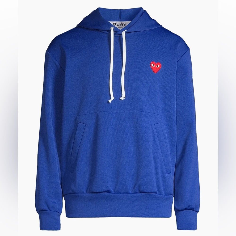 Comme des Garcons Play Royal Blue Hoodie with Red Heart Patch